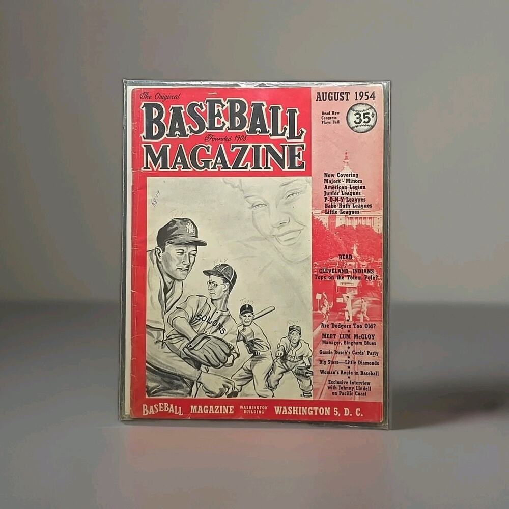 The Original Baseball Magazine August 1954 Issue MICKEY MANTLE COVER Vintage